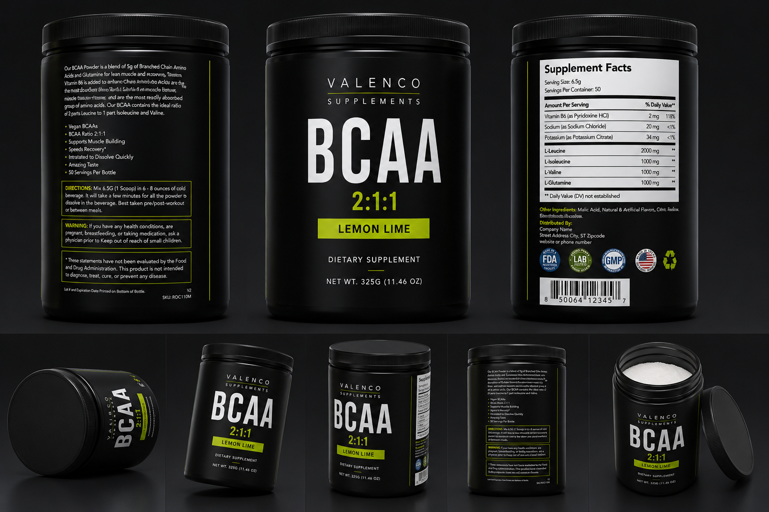 Valenco BCAA 2:1:1, Lemon Lime tub