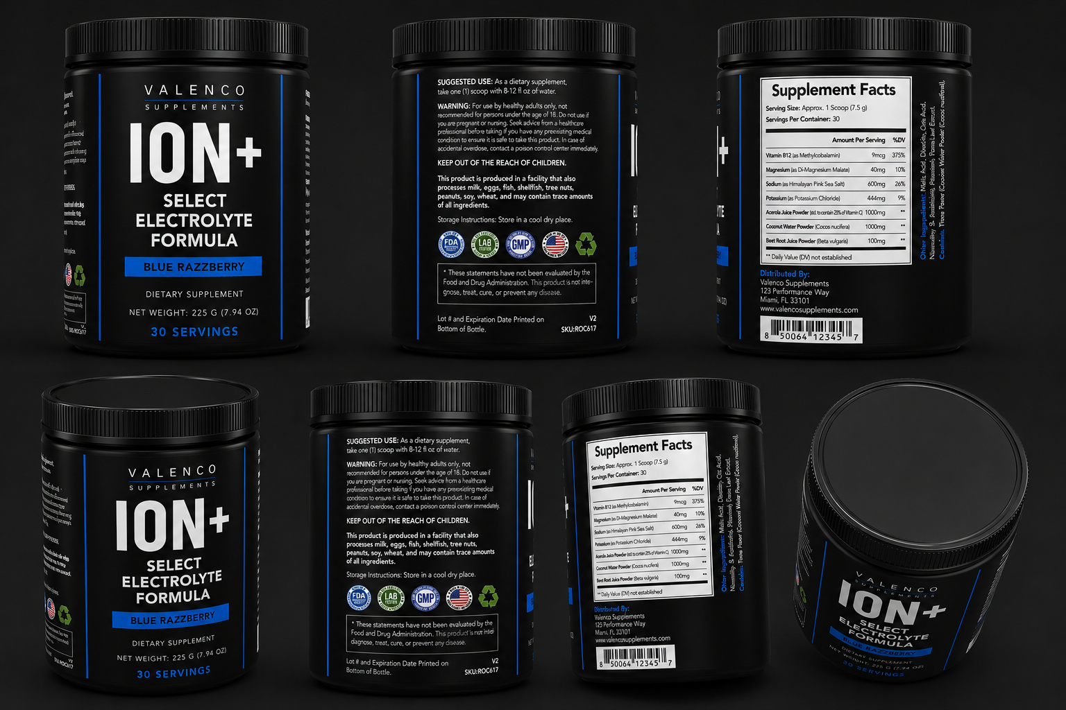 Valenco Ion Select Electrolytes, Blue Razzberry tub